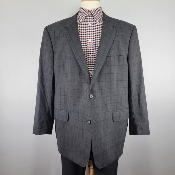 Avant Synergy Coppley Men's Sport Coat Blazer Two Button Charcoal Windowpane 45R - Picture 1 of 16